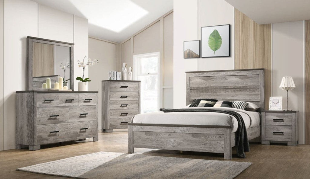 Elements International Millers Cove Queen Panel Bed in Gray MC300QB - Faith Furniture (Manhattan, KS)