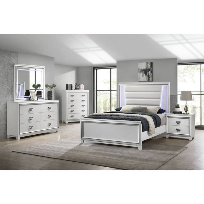 Elements International Moondance Queen Panel Bed in White - Faith Furniture (Manhattan, KS)