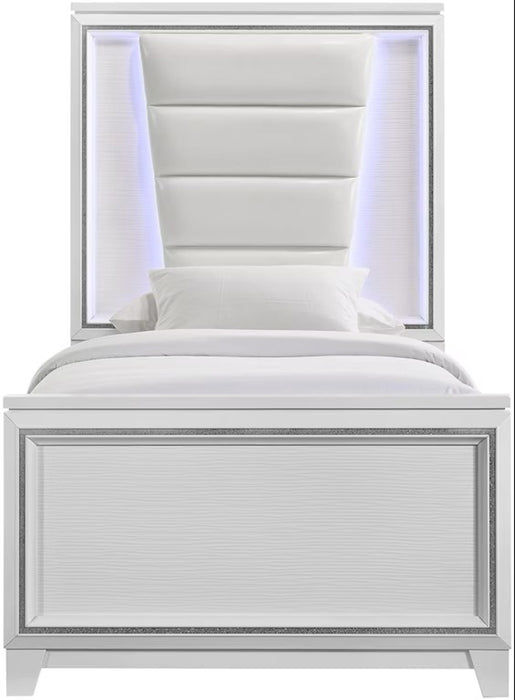 Elements International Moondance Twin Panel Bed in White - Faith Furniture (Manhattan, KS)