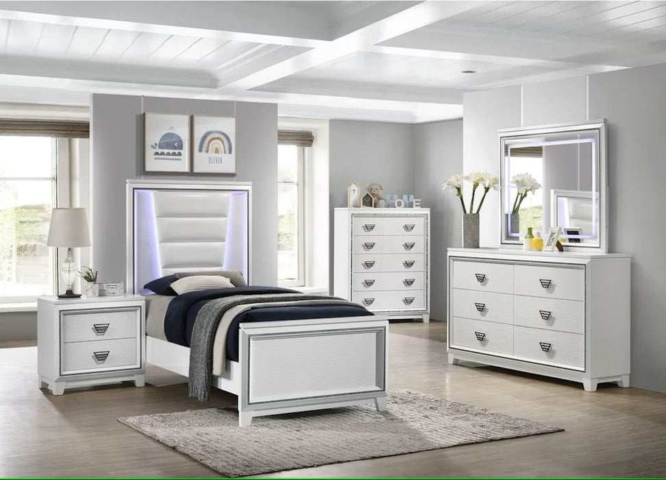 Elements International Moondance Twin Panel Bed in White - Faith Furniture (Manhattan, KS)
