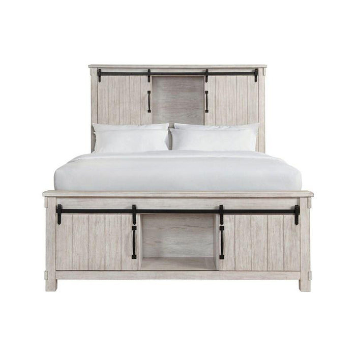 Elements International Scott Queen Platform Storage Bed in White - Faith Furniture (Manhattan, KS)