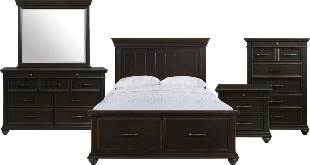 Elements International Slater Queen Storage Bed in Black - Faith Furniture (Manhattan, KS)