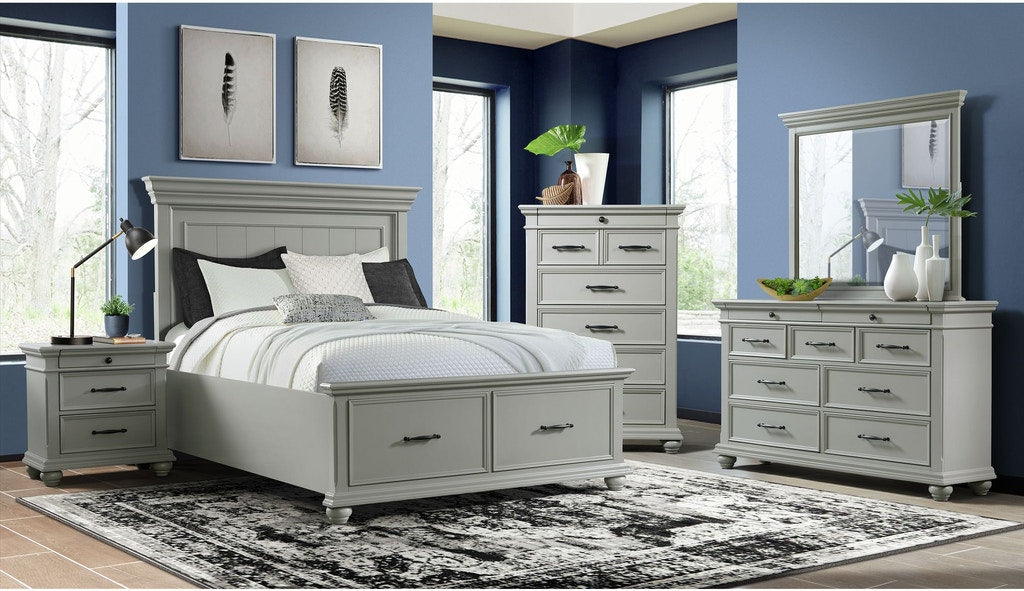 Elements International Slater Queen Storage Bed in Grey - Faith Furniture (Manhattan, KS)