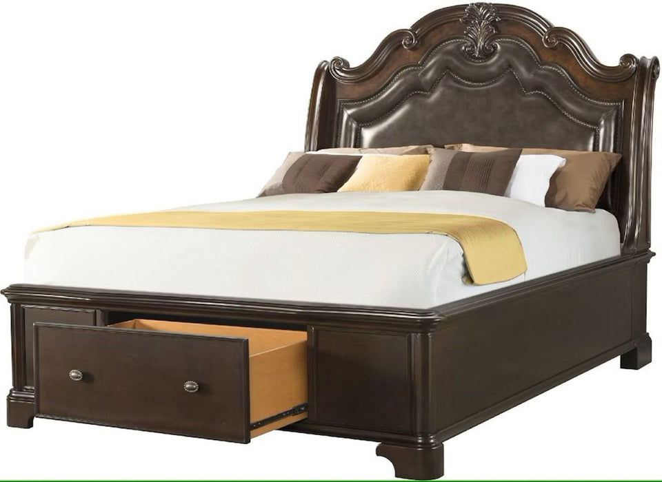 Elements International Tabasco Queen Storage Bed in NC Cherry Lacquer - Faith Furniture (Manhattan, KS)