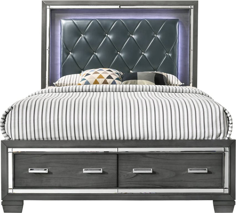 Elements International Titanium Queen Storage Bed in Gray - Faith Furniture (Manhattan, KS)