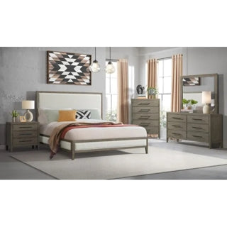 Elements International Versailles Queen Upholstered Panel Bed in Grey - Faith Furniture (Manhattan, KS)