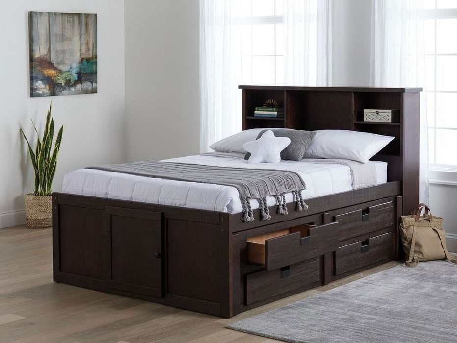 Elements International Vista Captain Bed Full Storage Bed in Brown - Faith Furniture (Manhattan, KS)