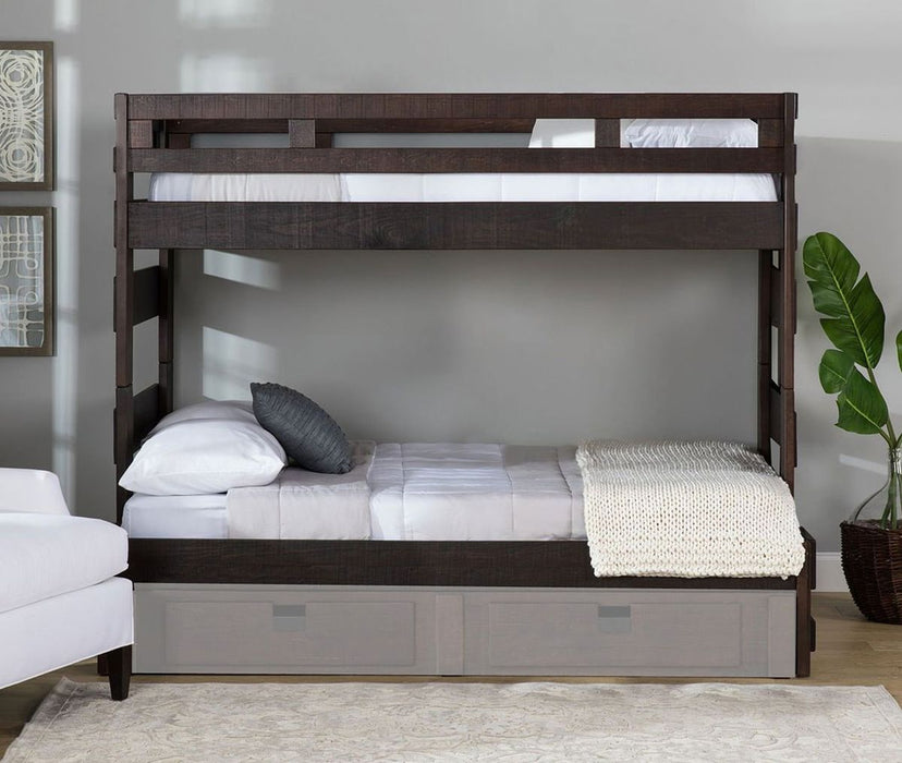 Elements International Vista High Top Twin over Full Bunk Bed with Ladder in Brown - Faith Furniture (Manhattan, KS)