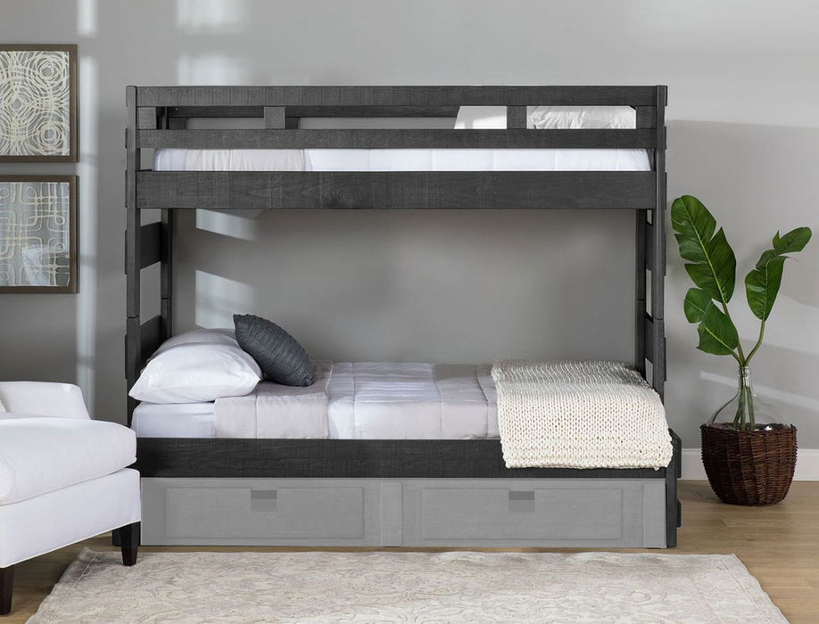 Elements International Vista High Top Twin over Full Bunk Bed with Ladder in Grey - Faith Furniture (Manhattan, KS)