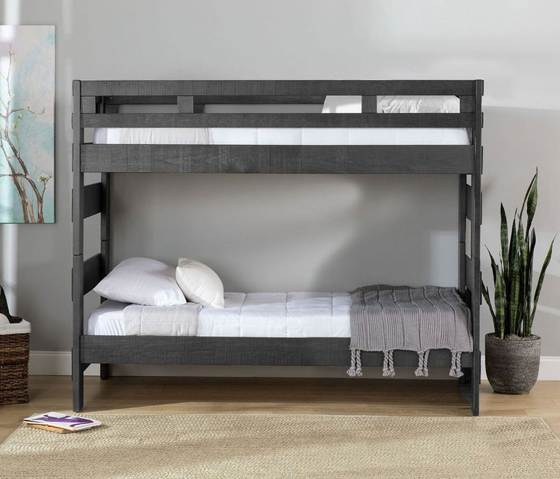 Elements International Vista High Top Twin over Twin Bunk Bed with Ladder in Grey - Faith Furniture (Manhattan, KS)