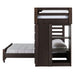 Elements International Vista Twin over Full Basic Loft Bed with Bookcase in Brown - Faith Furniture (Manhattan, KS)