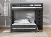 Elements International Vista Twin over Full Basic Loft Bed with Bookcase in Grey - Faith Furniture (Manhattan, KS)