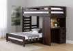 Elements International Vista Twin over Full Basic Loft Bed with Desk in Brown - Faith Furniture (Manhattan, KS)