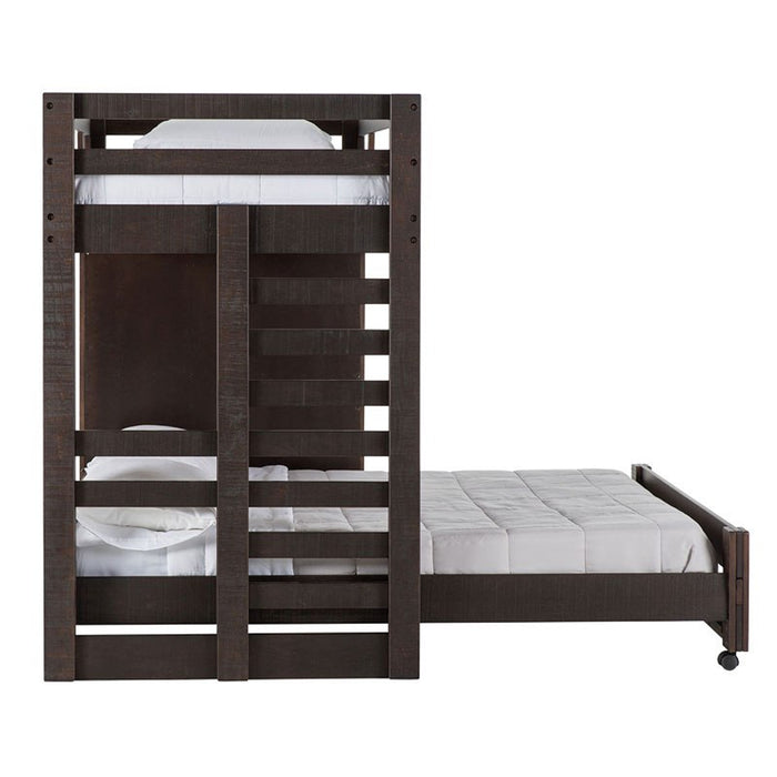 Elements International Vista Twin over Full Basic Loft Bed with Desk in Brown - Faith Furniture (Manhattan, KS)