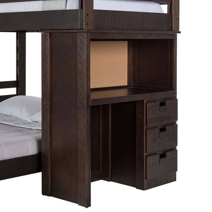 Elements International Vista Twin over Full Basic Loft Bed with Desk in Brown - Faith Furniture (Manhattan, KS)