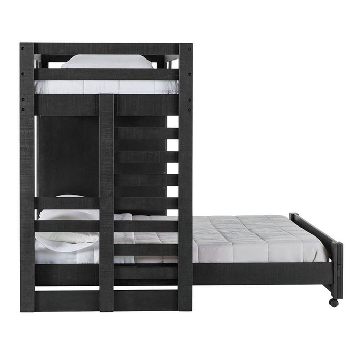Elements International Vista Twin over Full Basic Loft Bed with Desk in Grey - Faith Furniture (Manhattan, KS)