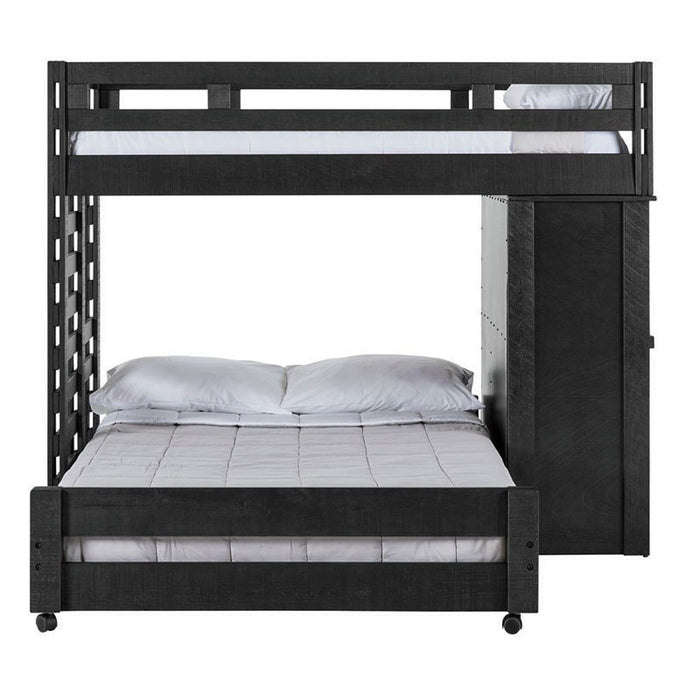 Elements International Vista Twin over Full Basic Loft Bed with Desk in Grey - Faith Furniture (Manhattan, KS)
