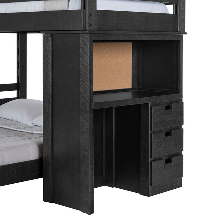 Elements International Vista Twin over Full Basic Loft Bed with Desk in Grey - Faith Furniture (Manhattan, KS)