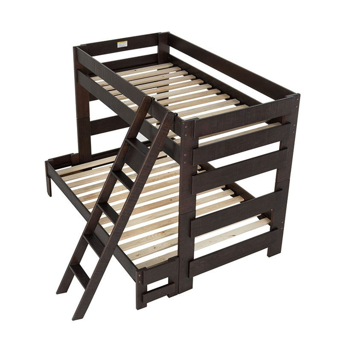 Elements International Vista Twin over Full Bunk Bed with Ladder in Brown - Faith Furniture (Manhattan, KS)