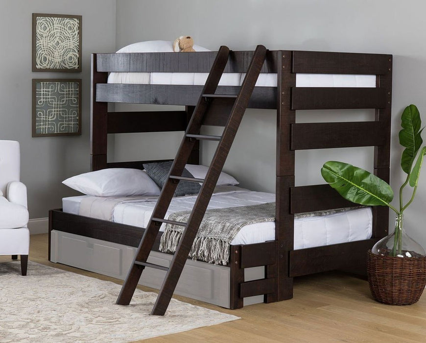 Elements International Vista Twin over Full Bunk Bed with Ladder in Brown - Faith Furniture (Manhattan, KS)