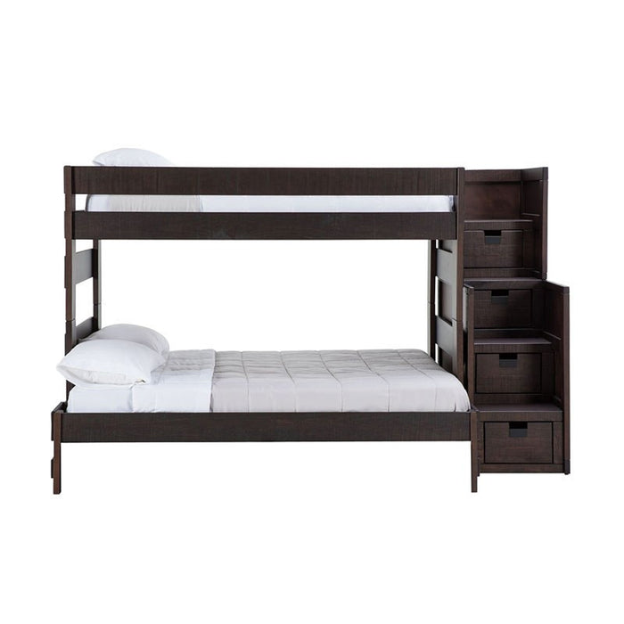Elements International Vista Twin over Full Bunk Bed with Staircase in Brown - Faith Furniture (Manhattan, KS)