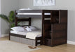 Elements International Vista Twin over Full Bunk Bed with Staircase in Brown - Faith Furniture (Manhattan, KS)
