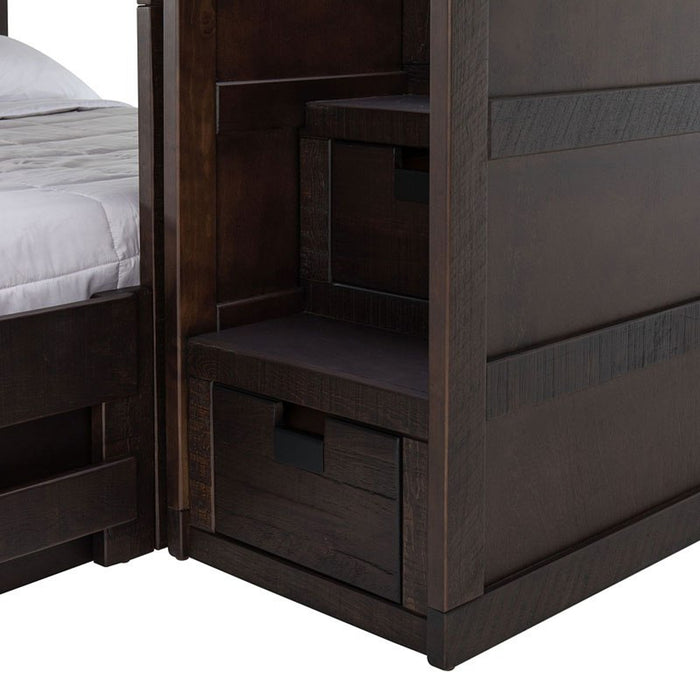 Elements International Vista Twin over Full Bunk Bed with Staircase in Brown - Faith Furniture (Manhattan, KS)
