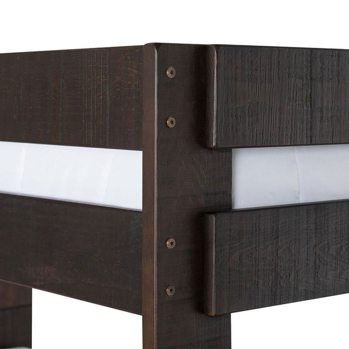 Elements International Vista Twin over Twin Bunk Bed with Ladder in Brown - Faith Furniture (Manhattan, KS)