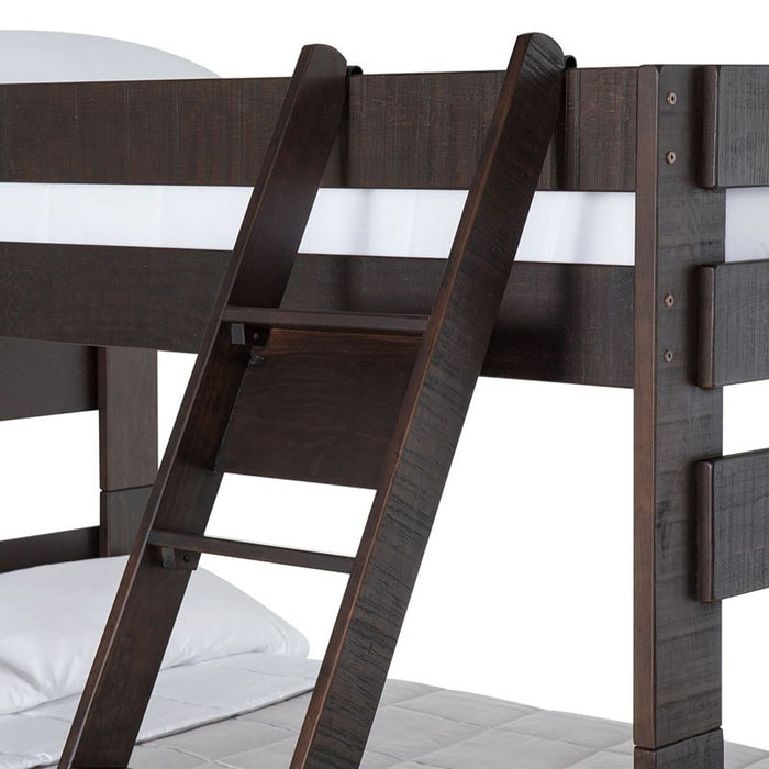 Elements International Vista Twin over Twin Bunk Bed with Ladder in Brown - Faith Furniture (Manhattan, KS)