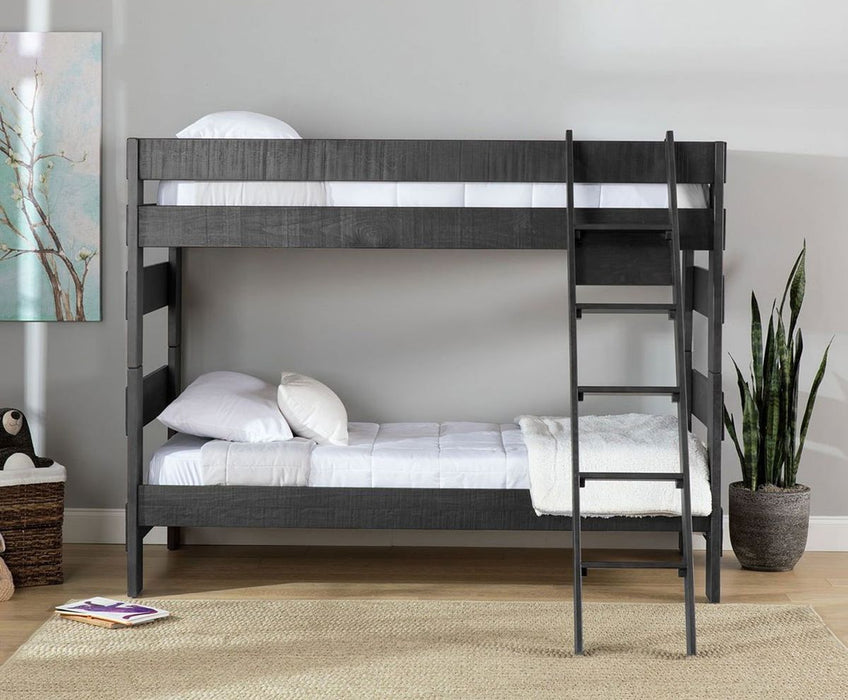 Elements International Vista Twin over Twin Bunk Bed with Ladder in Grey - Faith Furniture (Manhattan, KS)