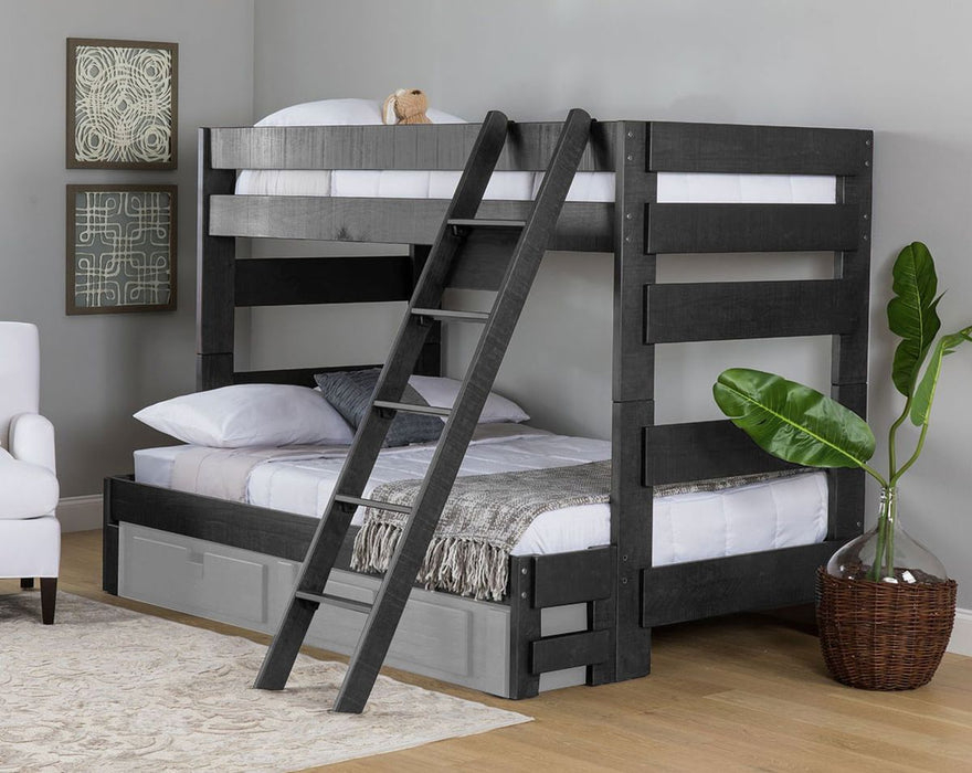 Elements International Vista Twin over Twin Bunk Bed with Ladder in Grey - Faith Furniture (Manhattan, KS)
