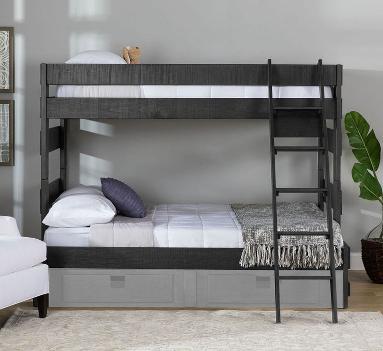 Elements International Vista Twin over Twin Bunk Bed with Ladder in Grey - Faith Furniture (Manhattan, KS)