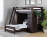 Elements International Vista Twin over Twin Super Loft Bed with Desk and Bookcase in Brown - Faith Furniture (Manhattan, KS)