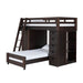 Elements International Vista Twin over Twin Super Loft Bed with Desk and Bookcase in Brown - Faith Furniture (Manhattan, KS)