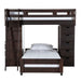 Elements International Vista Twin over Twin Super Loft Bed with Desk and Bookcase in Brown - Faith Furniture (Manhattan, KS)