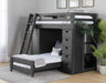 Elements International Vista Twin over Twin Super Loft Bed with Desk and Bookcase in Grey - Faith Furniture (Manhattan, KS)