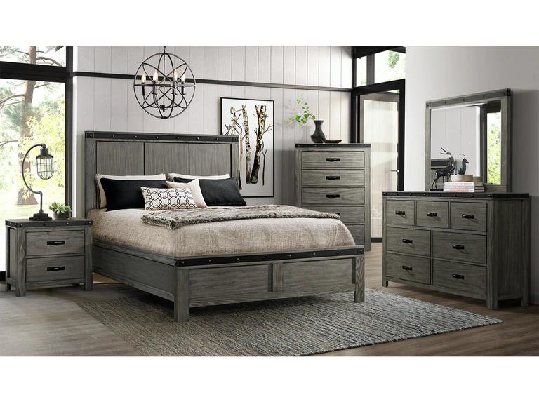 Elements International Wade King Bed in Gray - Faith Furniture (Manhattan, KS)