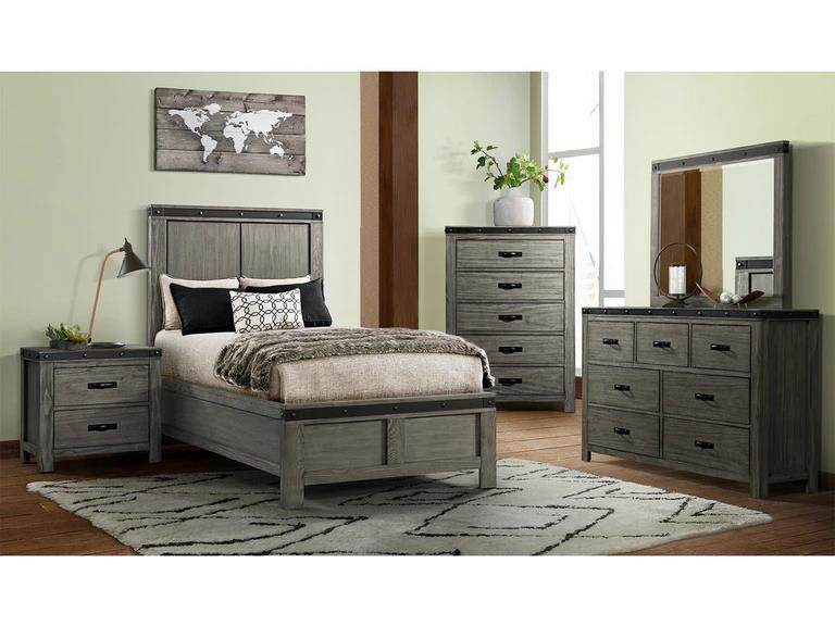 Elements International Wade Twin Bed in Gray - Faith Furniture (Manhattan, KS)