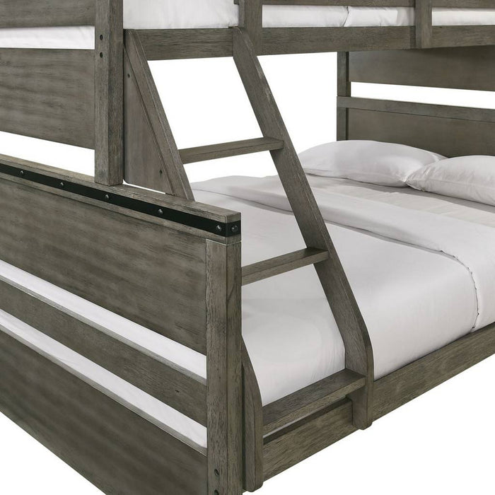 Elements International Wade Twin over Full Bunk Bed in Gray - Faith Furniture (Manhattan, KS)
