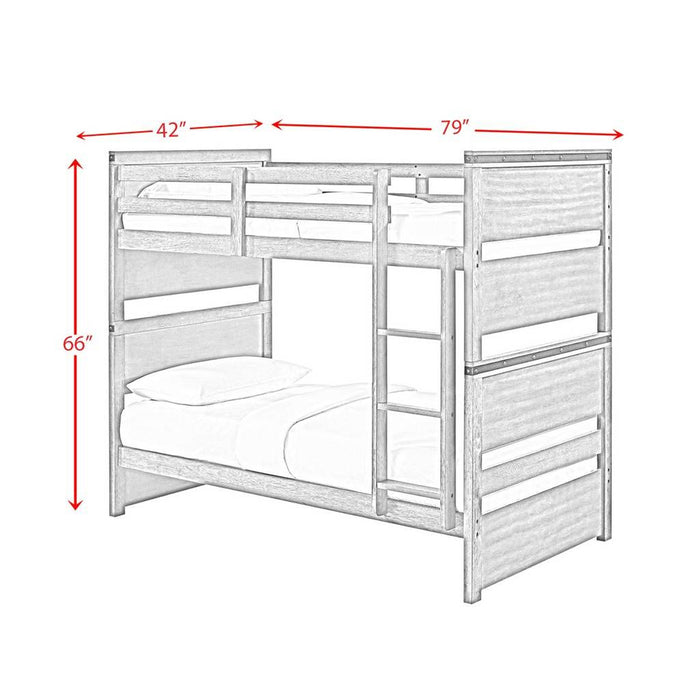 Elements International Wade Twin over Twin Bunk Bed in Gray - Faith Furniture (Manhattan, KS)