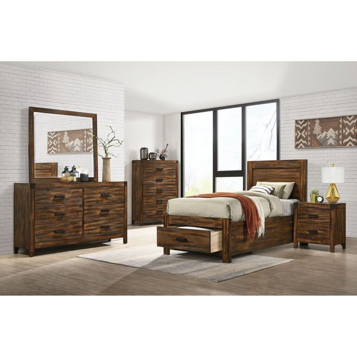 Elements International Warner Twin Storage Bed in Chesnut - Faith Furniture (Manhattan, KS)