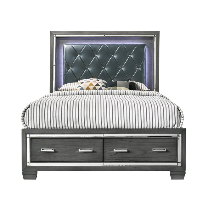 Titanium King Tufted Upholstered Storage Bed - Faith Furniture (Manhattan, KS)