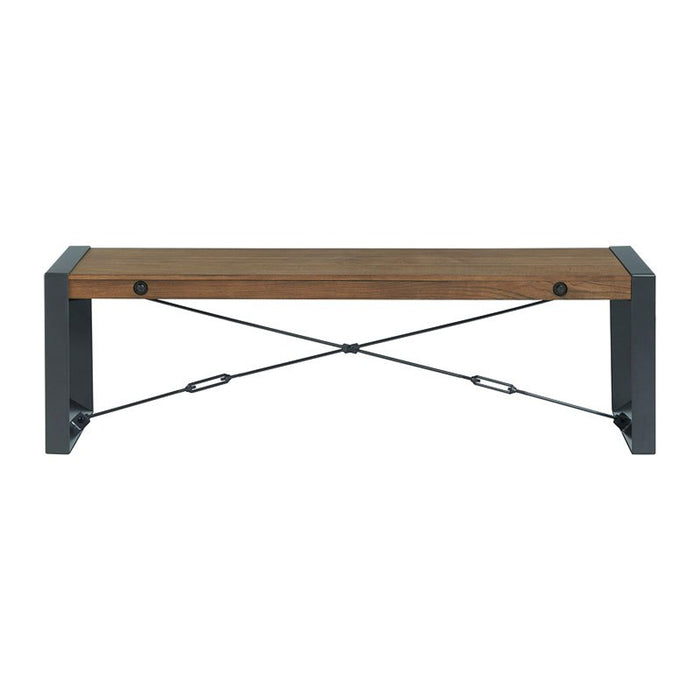 Elements International Industrial Bench in Gunmetal and Brown - Faith Furniture (Manhattan, KS)