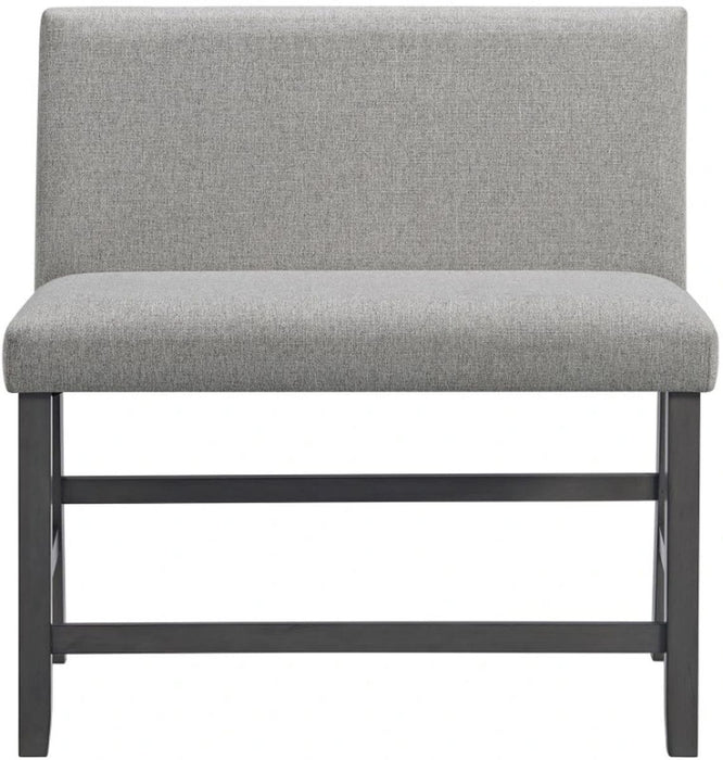 Elements International Seneca Counter Height Dining Bench with Back in Grey - Faith Furniture (Manhattan, KS)