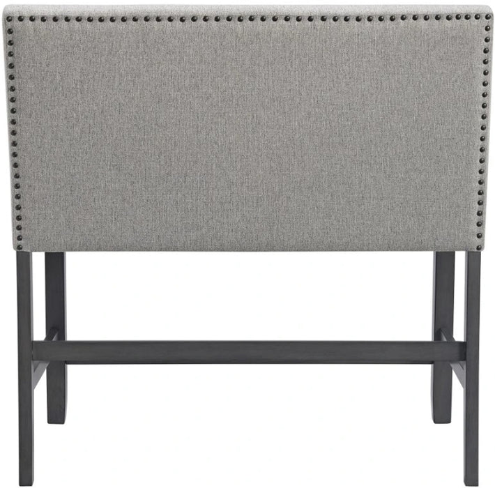 Elements International Seneca Counter Height Dining Bench with Back in Grey - Faith Furniture (Manhattan, KS)