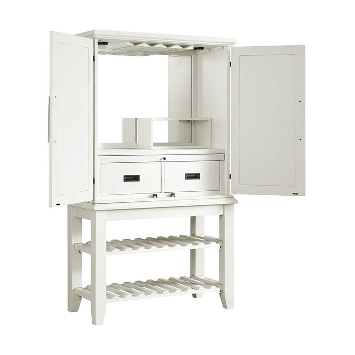 Elements International Stone Bar Buffet w/ith Hutch in White - Faith Furniture (Manhattan, KS)