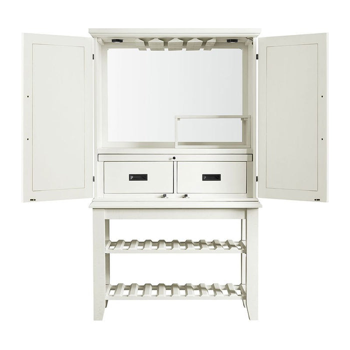 Elements International Stone Bar Buffet w/ith Hutch in White - Faith Furniture (Manhattan, KS)