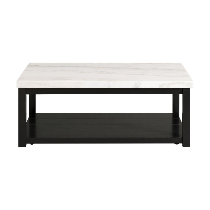 Marcello White Marble Rectangle Coffee Table - Faith Furniture (Manhattan, KS)