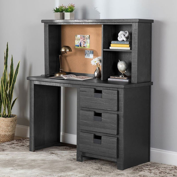 Elements International Vista Computer Desk with Hutch in Grey - Faith Furniture (Manhattan, KS)