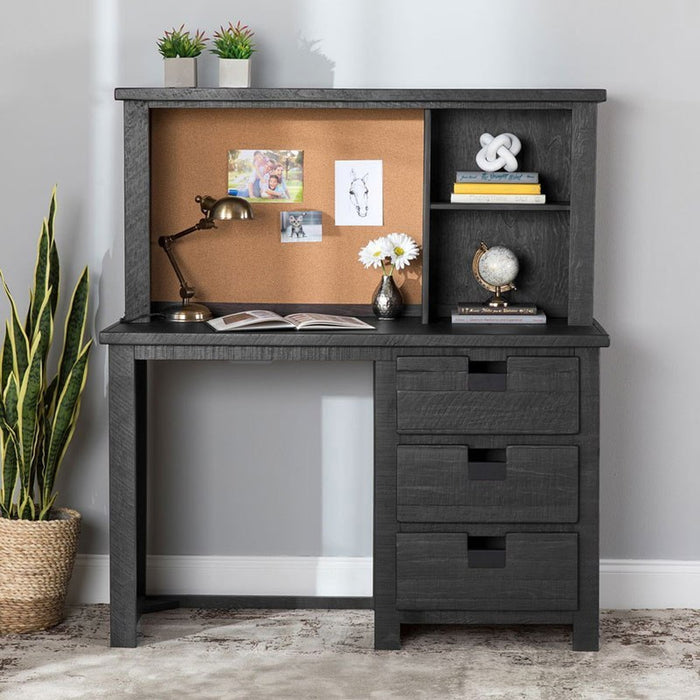 Elements International Vista Computer Desk with Hutch in Grey - Faith Furniture (Manhattan, KS)